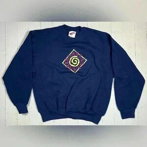 Vintage‎ 90s Navy Sun Iced T’s Embellished and Embroidered  Crewneck Sweatshirt